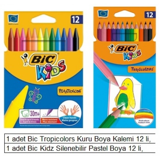 Okul Bic Boya Seti Kuru Boya, Pastel Boya 2 li