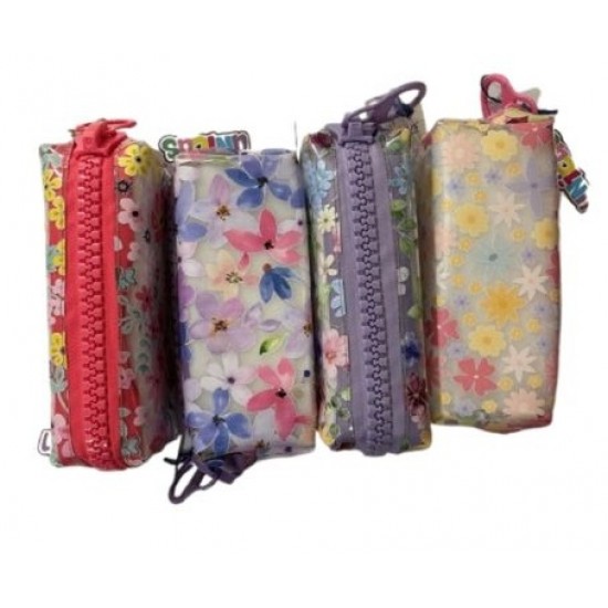 Unicus Bıg Zıp Çiçek Silikon Kalem Çantası Şeffaf Uncs-1182 Karışık - 1 adet