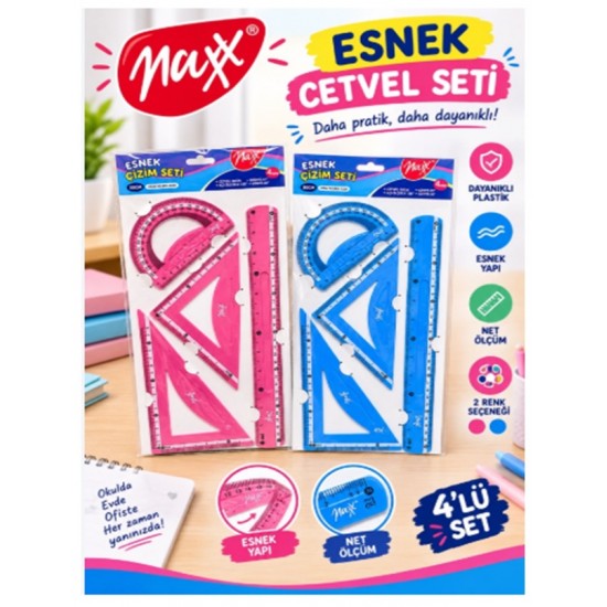 Maxx Esnek Renkli Cetvel Seti 4Lü Mx-1304 Karışık - 1 adet