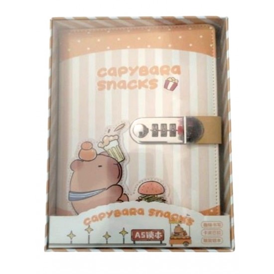 Capybara Snacks Şifreli Kilitli Defter A5 14X20,5