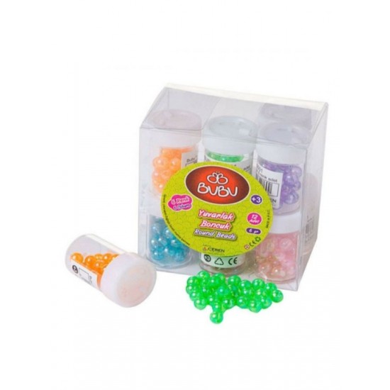 Bubu Yuvarlak Renkli Boncuk 12Mm 10Lu Karışık - 4 adet
