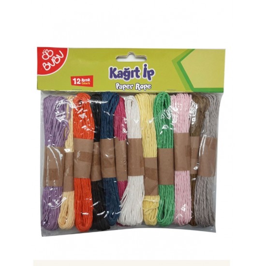 Bubu Renkli Kağıt İp 12 li