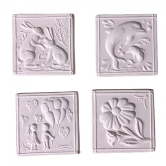 Şekil Seramik Mandala Boya Karışık Desen - 4 adet