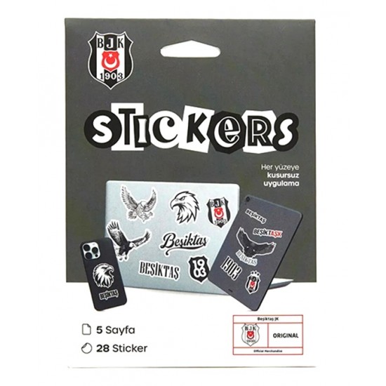Beşiktaş Siyah Sticker Paketi 5 Sayfa Orijinal Lisanslı