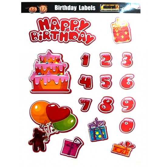 Dekoratif Etiket Sticker Brithday Labels 80X120Mm Dl-006 - 4 adet
