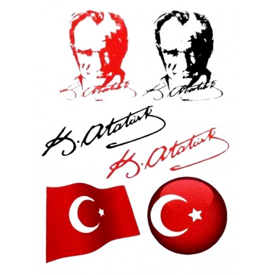 Sert Zemin Etiketi Atatürk Ve Bayrak 80X120Mm Sz-010 - 2 adet