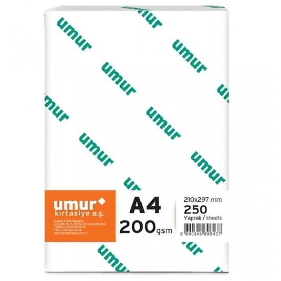Umur Gramajlı Fotokopi Kağıdı A4 200Gr 250Li ve 10 adet Siyah Tükenmez 005782
