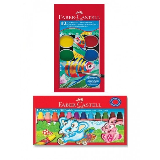 Faber Castell Pastel Boya 12 li - Sulu Boya 12 li - 2 li Set