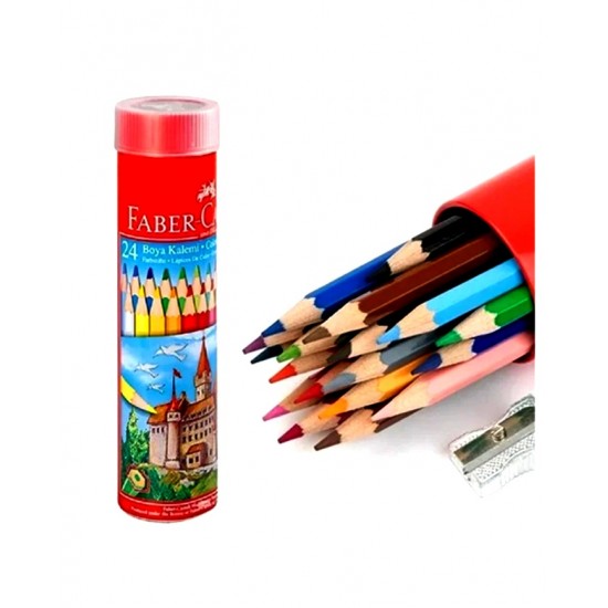 Faber Castell Kuru Boya kalemi 24Lü Teneke Kutu