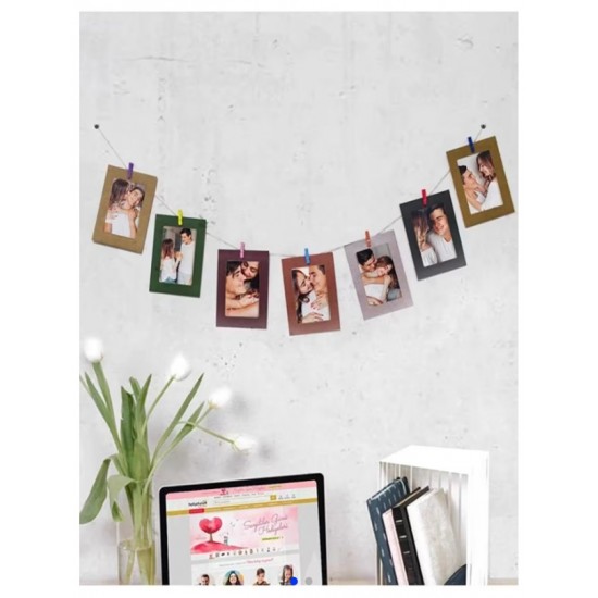 Fotoğraf Çerçevesi Karton İpli Mandallı Set
