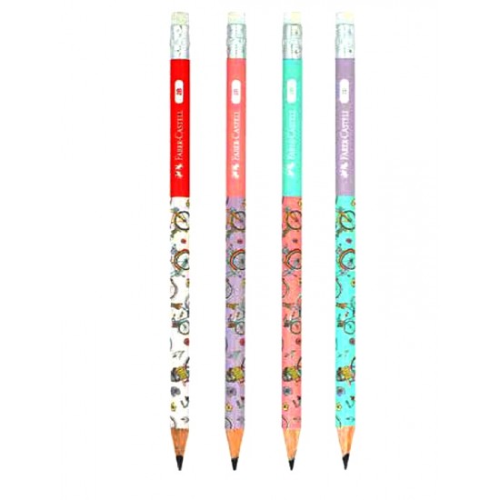 Faber Castell Bisiklet Kurşun Kalem Silgili - 5 adet
