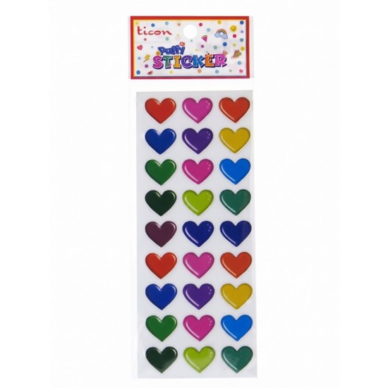 Ticon Renkli Kalp Sticker - 3 adet