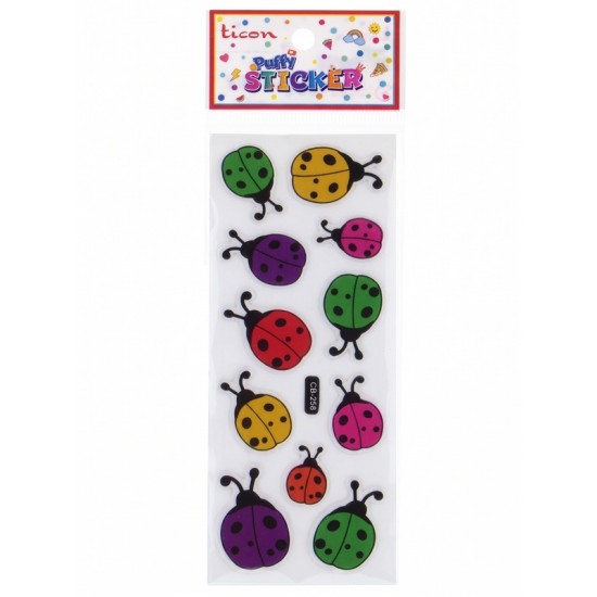 Ticon Uğur Böceği Renkli Sticker - 3 adet