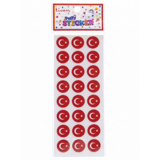 Ticon Yuvarlak Bayrak Sticker - 3 adet