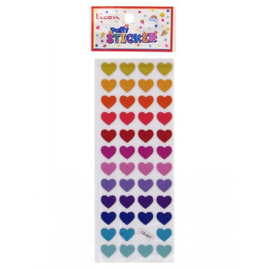 Ticon Renkli Kalpler Sticker - 3 adet
