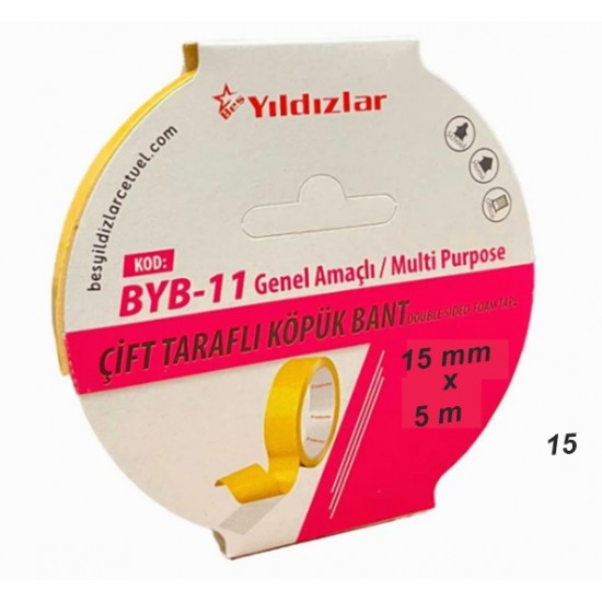 Yıldızlar Çift Taraflı Köpük Bant 15mmx5m - 2 adet