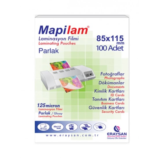 Mapi Laminasyon Film 85X115Mm 125 Mic Kimlik Tipi 100Lü