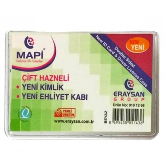 Mapi Çift Hazneli Kimlik Ehliyet Kabı Şeffaf - 6 adet ve 3 adet Siyah Tükenmez 005782