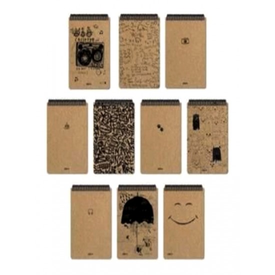 Papirüs Kraft Bloknot 100 Yaprak Çizgili 16X23 Defter Spiralli Sert Kapak - 3 adet