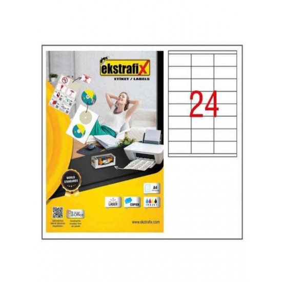 Ekstrafix Şeffaf Lazer Etiket A4 70X35Mm 24Lü 5324Tr
