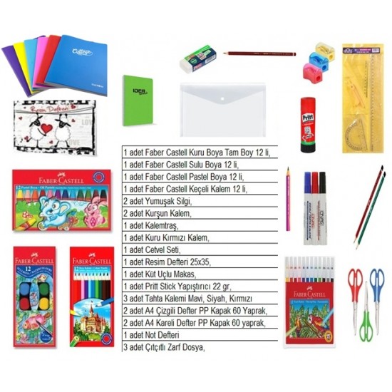 Okul Kırtasiye Seti Lüks Set 2.3.4.Sınıf 25 parça, Faber Castell