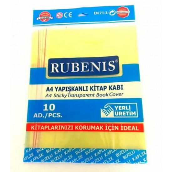 Rubenis Hazır Kitap Kabı Şeffaf 10Lu Sarı