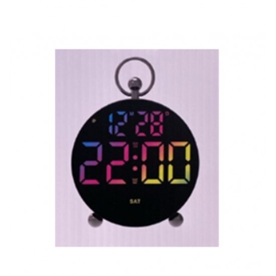 Wooden Gh8029 Yuvarlak Masaüstü Dijital Saat