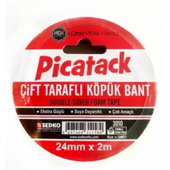 Picatack Çift Taraflı Köpük Bant 24Mmx2M - 2 adet
