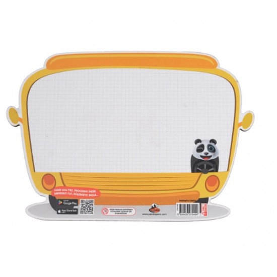 Panda Animasyonlu Otobüs Yazı Tahtası Ahşap 23X33