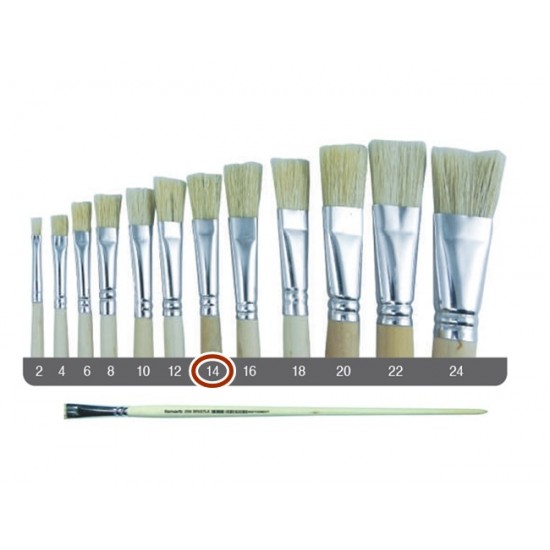 Fanart Sert Kıl Yassı Fırça 258 No:14  Uzun Sap - 2 adet