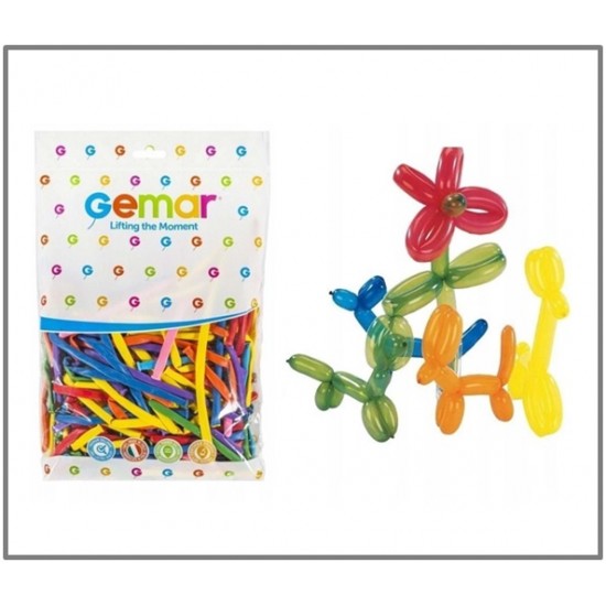 Gemar Sosis Balon Renkli 100Lü 5Cm 2"