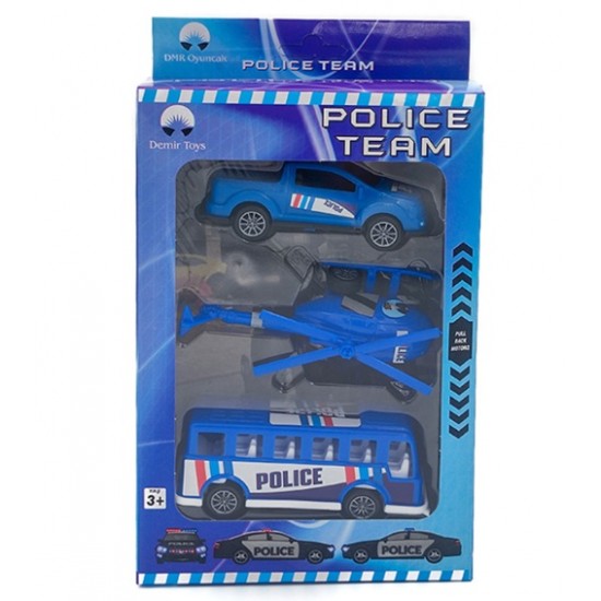 Demir Toys Polis Seti Helikopterli 3Lü