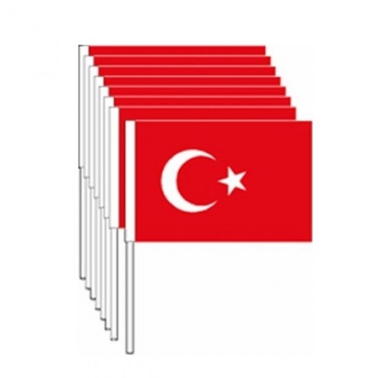 Sopalı Ay Yıldızlı Kağıt Bayrak Küçük 80Li