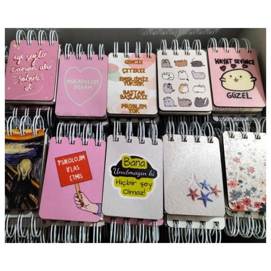 Notpa Ahşap Kapak 80 Yaprak Kareli Defter 55X75Mm Spiralli - 1 adet
