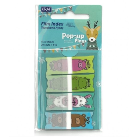 Kraf Film İndex Pop-Up Flags Desenli 4Lü