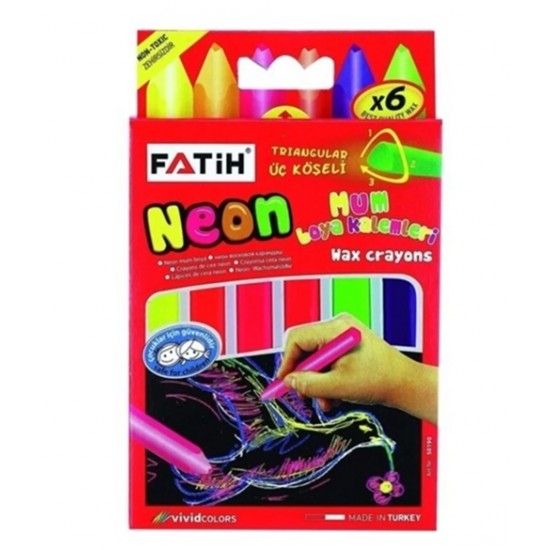 Fatih Mum Boya Wax Crayons Neon 6Lı - 3 paket