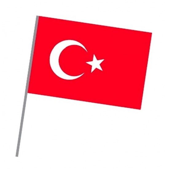 Vatan Sopalı Bez Bayrak Alpaka 30X45cm Türk Bayrağı - 5 adet