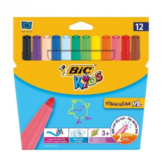 Bic Visacolor Xl Keçeli Kalem Jumbo 12Li