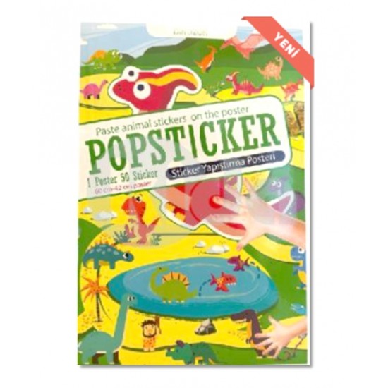 Lama Dinozor Popsticker Yapıştırma Posteri 22x30 1 poster 50 sticker