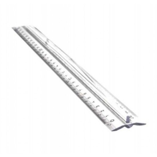 Hatas Tribldesimetre Cetvel 30Cm Şeffaf Tutmalı
