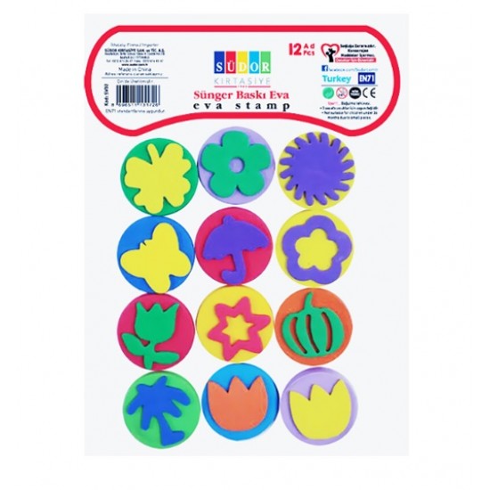 Südor Sünger Baskı Eva Yuvarlak 12Li