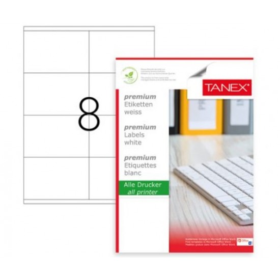 Tanex Etiket Tw 105X72Mm Yapışkanlı Tw-2408 A4 Lazer Etiket - 15 adet