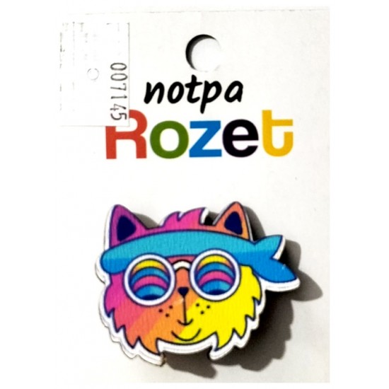 Notpa Rozet Ahşap Gözlüklü Kedi - 3 adet