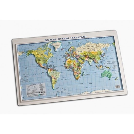 Gürbüz Kabartmalı Dünya Siyasi Haritası 35X50