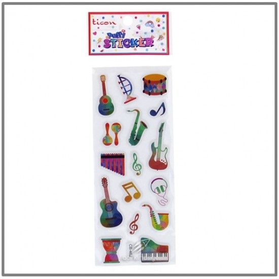 Ticon Puffy Sticker Müzik Aletleri - 6 adet