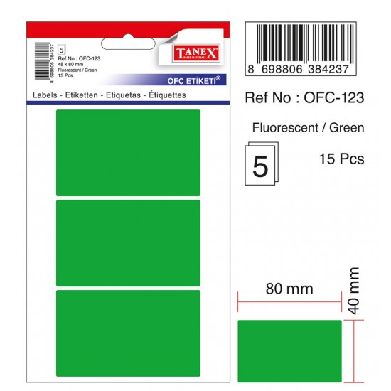 Tanex Etiket Ofc-123 Yeşil 10 lu 40X80 - 2 adet