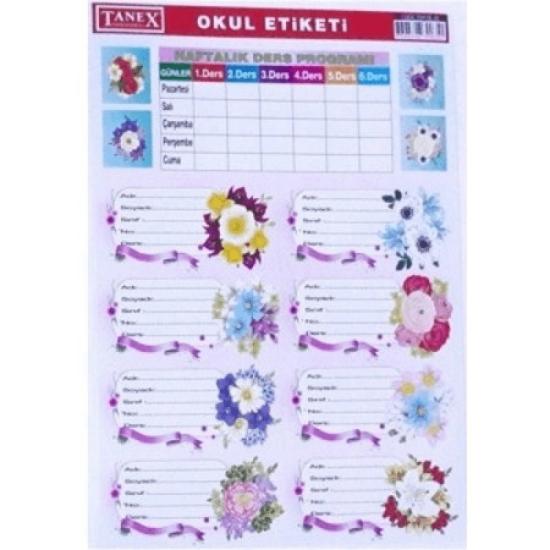 Tanex Okul Etiketi 3Lü - 6 paket