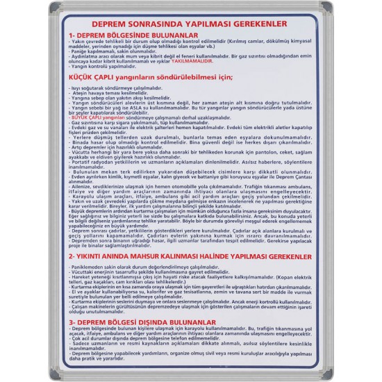 Deprem Sonrasında Yapılması Gerekenler 50X70 Al.Çerçeve