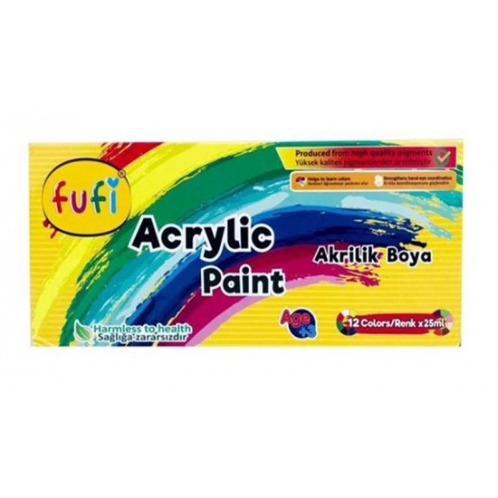 Fufi Akrilik Boya Şişe 12Li 12x25ml