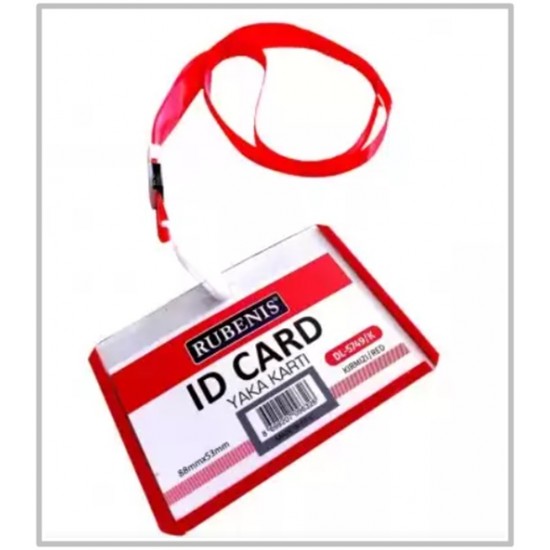 Rubenis İpli Yaka Kartı Kırmızı - 5 adet